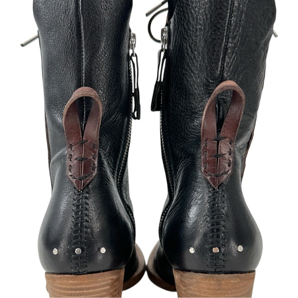 Free People We The Free Canyon Black Pointed Toe Leather Lace Up Boots sz 10 - Picture 9 of 11